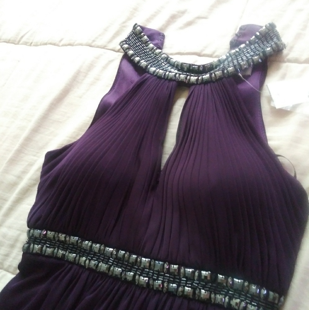 Vintage Cache Purple Beaded Choker Gown